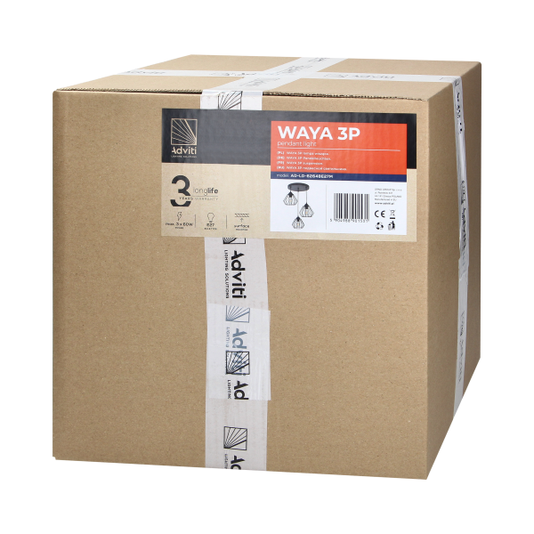 WAYA lampa wisząca, moc max. 3x60W, E27, czarna