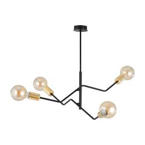 GIRO pendant lamp, max power 4x60W E27, black and gold