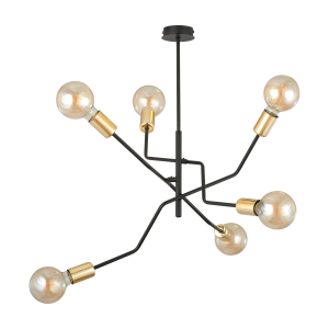 GIRO pendant lamp, max power 6x60W, E27, black and gold