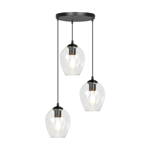 IRIS pendant lamp, max. power 3x60W, E27, black-transparent