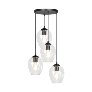 IRIS pendant lamp, max. power 4x60W, E27, black-transparent