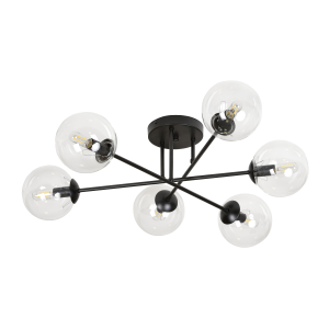 BARI lampa wisząca, moc max.6x40W, E14, czarno-transparentna