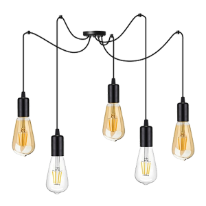 LINO lampa wisząca, moc max. 5x60W, E27, czarna