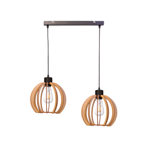 JUALA lampa wisząca, moc max. 2x60W, E27, czarna, drewno