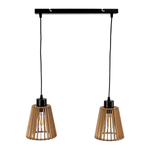 DELOS pendant lamp, max. power 2x60W, E27, black, wood