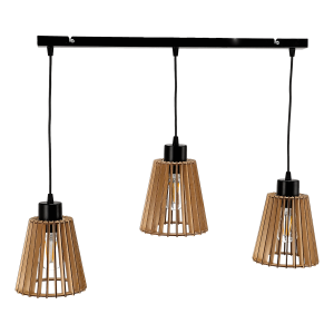 DELOS pendant lamp, max. power 3x60W, E27, black, wood,...