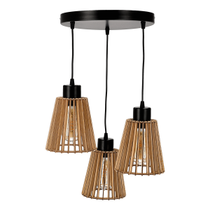 DELOS pendant lamp, max. power 3x60W, E27, black, wood,...