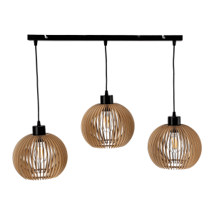 ANAFI pendant lamp, max. 3x60W, E27, black, wood