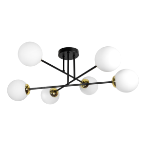 LEIA 6P E27, lampa wisząca, max. 6x60W, czarno-złota