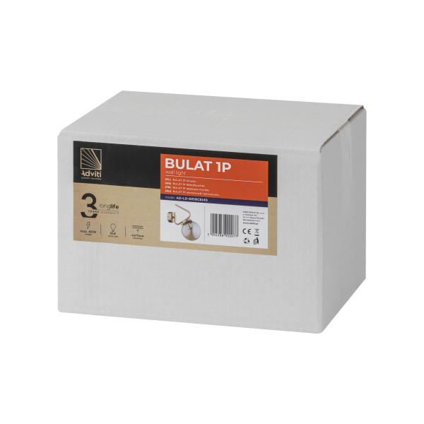 BULAT 1P, wall lamp, E14 max. 40W, gold