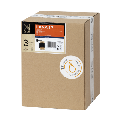 LANA 1P, kinkiet, E27 max. 60W, czarny