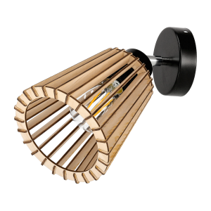 DELOS wall lamp E27, max. power 1x60W, black, wood