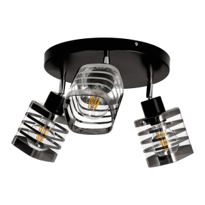 SIENA E27, wall and ceiling lamp, max 3x60W, black, round...