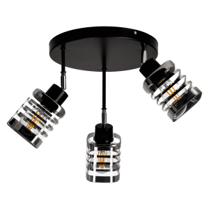 SIENA E27, wall and ceiling lamp, max 3x60W, black, round...