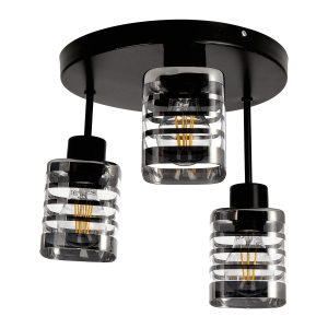 PINO E27, wall and ceiling lamp, max. 3x60W, black, round...