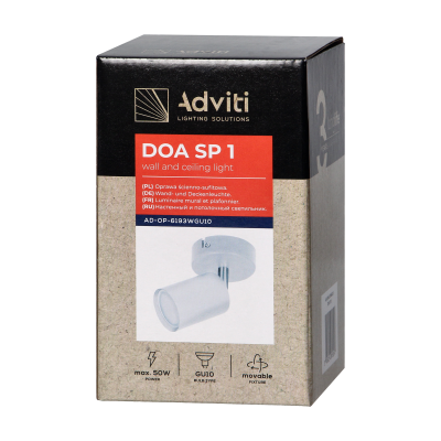DOA SP 1 wall and ceiling light, GU10, max. 50W, IP20, white